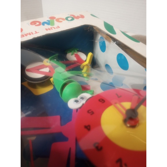 La Fantaisie Fun Time Moving Clock Toy Frog On Bicycle In Box Collector Vtg - Picture 6 of 6